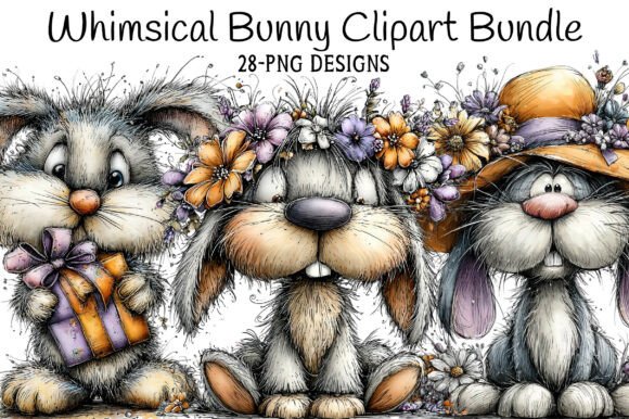 Download Whimsical Bunny Clipart - Bunny clipart Collection