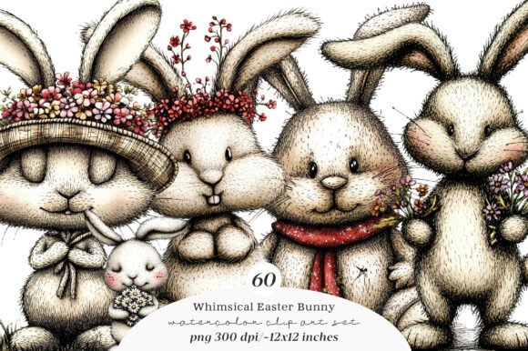 Download Whimsical Easter Bunny Clipart - Bunny clipart Collection