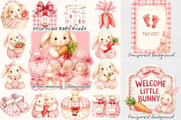 Download Coquette Posh Plaid Baby Bunny Clipart - Bunny clipart Collection