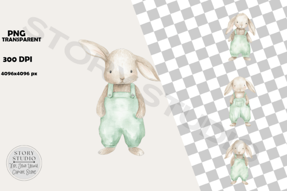 Download Whimsical Bunny Clipart in Green - Bunny clipart Collection