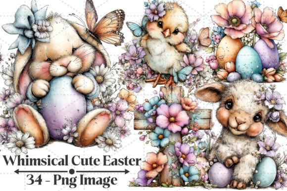 Download Whimsical Cute Easter Collection Clipart - Easter collection Collection