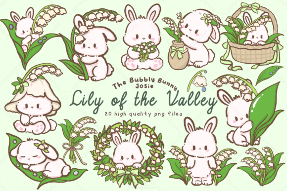 Download Kawaii Lily of the Valley Bunny Clipart - Bunny clipart Collection