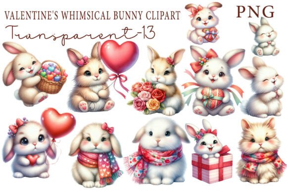 Download Valentine's Whimsical Bunny Clipart - Bunny clipart Collection