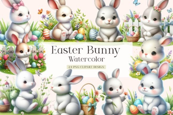 Download Watercolor Easter Bunny Clipart - Bunny clipart Collection