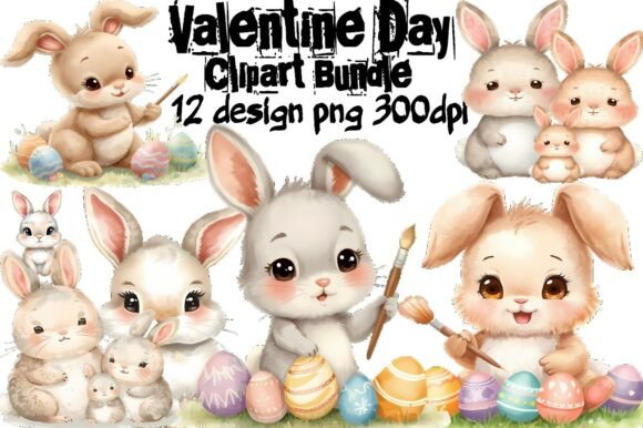 Download 🐰Valentine Day Bunny Clipart Bundle PNG - Bunny clipart Collection