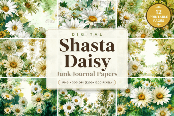 Download Shasta Daisy Junk Journal Papers - Premium Resources