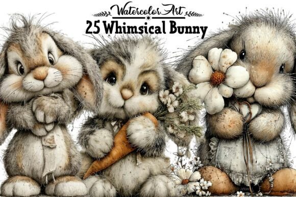 Download Whimsical Bunny Clipart - Bunny clipart Collection