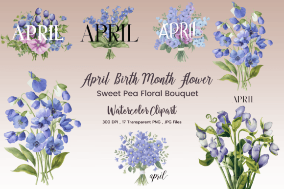 Download April Birth Month Floral Clipart Pack - April Collection
