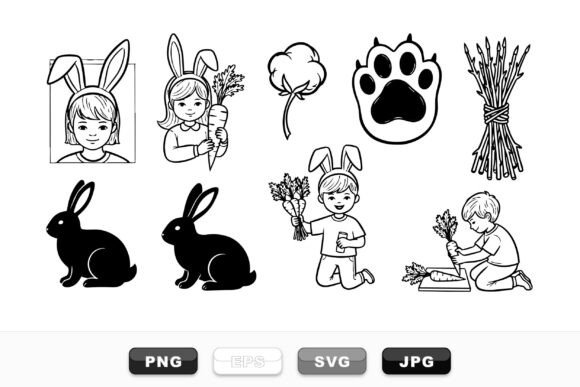 Download Cute Easter Bunny Clipart Set - Bunny clipart Collection