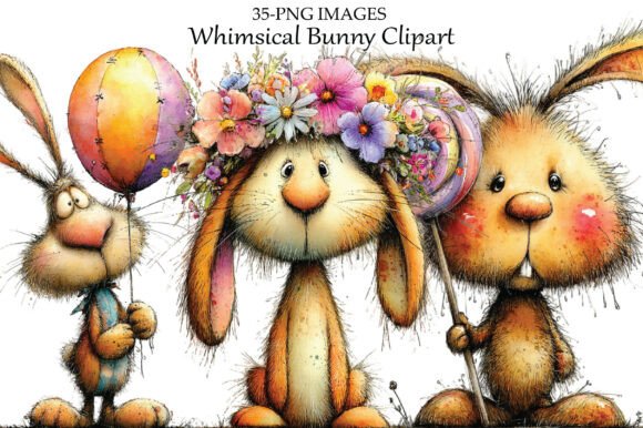 Download Whimsical Bunny Clipart - Bunny clipart Collection