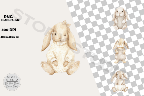 Download Cute Watercolor Baby Bunny Clipart Set - Bunny clipart Collection