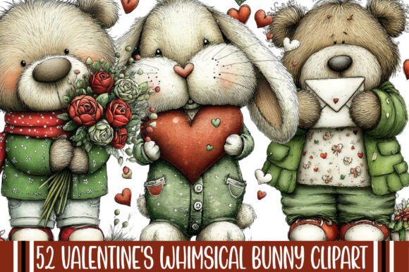 Download Valentine's Whimsical Bunny Clipart - Bunny clipart Collection