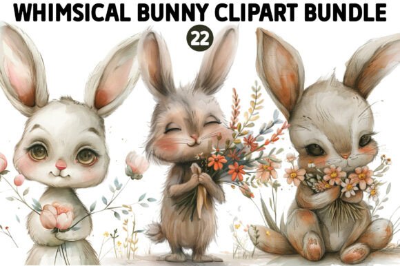 Download Whimsical Bunny Clipart Bundle - Bunny clipart Collection
