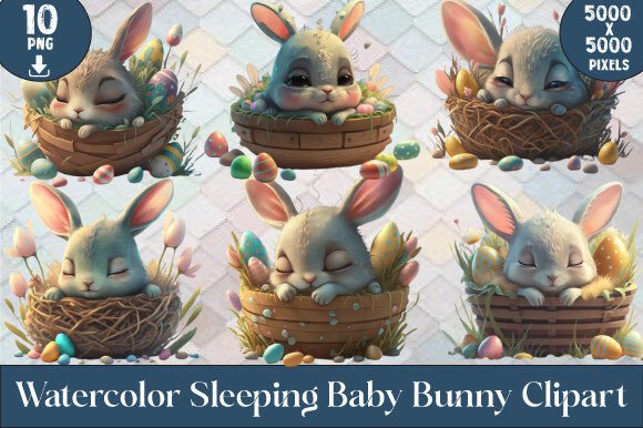 Download Watercolor Sleeping Baby Bunny Clipart - Bunny clipart Collection