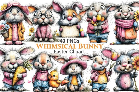 Download Easter Whimsical Bunny Clipart - Bunny clipart Collection