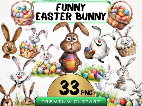 Download Funny Easter Bunny Clipart Bundle - Bunny clipart Collection