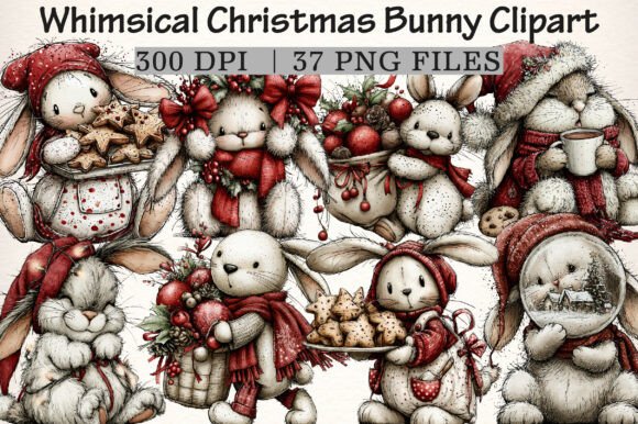 Download Whimsical Christmas Bunny Clipart - Bunny clipart Collection